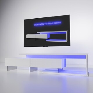 Extendable TV Stand with Built-in LED Lights Model Display Cabinet ...