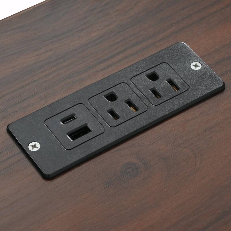 54-inch Farmhouse Kitchen Island with Drop Leaf, Power Outlet