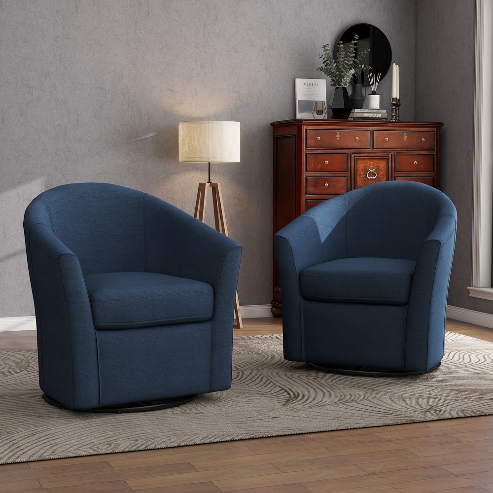2 Set Modern Upholstered Swivel Barrel Chair Living Room Accent Chair