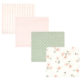 Hudson Baby Infant Girl Cotton Rich Flannel Receiving Blankets, Pink Dainty Floral, One Size - Pink Dainty Floral - One Size