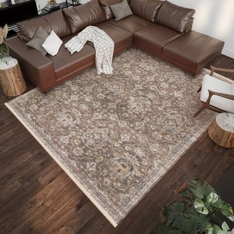 Addison Sterling Patterned Damask Power Loomed Area Rug