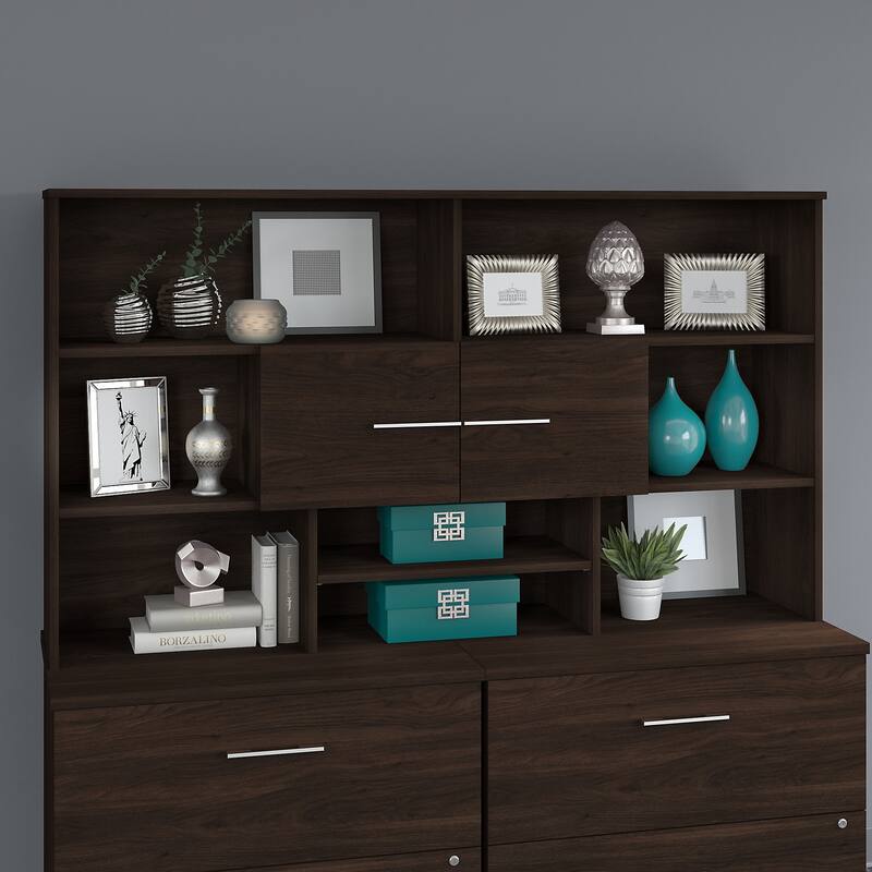 Office 500 Wood Desk Hutch by Bush Business Furniture - Walnut Finish