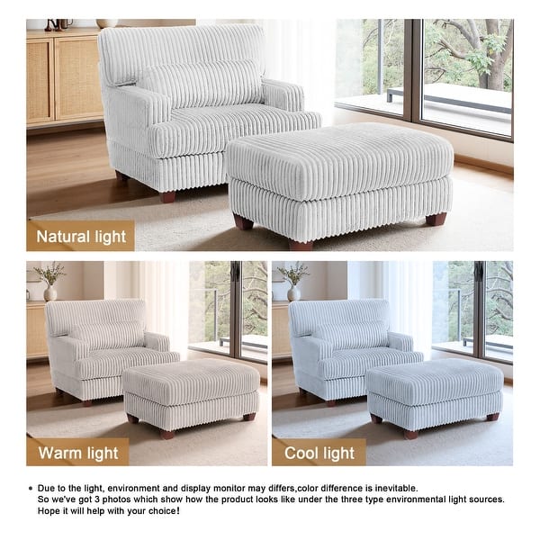 Oversized Chaise Longue Accent Chair with Ottoman On Sale Bed