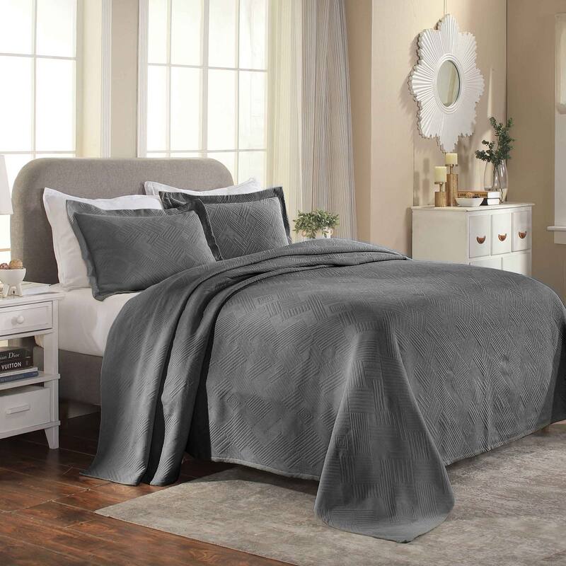 Superior Geometric Fret Cotton Decorative Bedspread Set