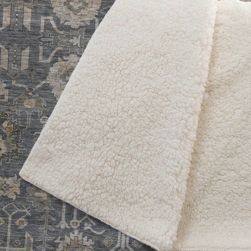 Premium Machine Washable Boho Global Sherpa Throw Blanket