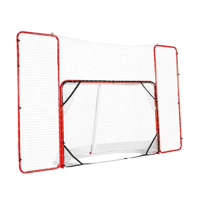 White-Red Steel Hockey Goal with Side Nets for Training and Outdoor Play