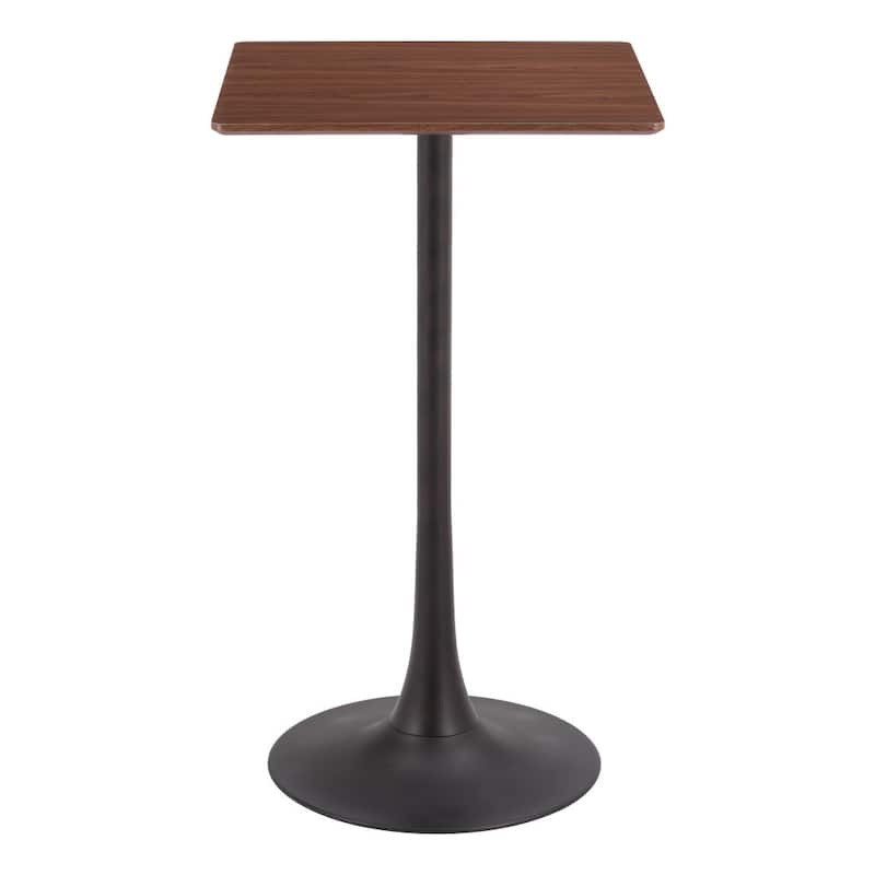 HomeRoots 24" Brown and Black Wood and Steel Square Bar Table - 24.00 in. x 41.70 in. x 24.00 in.