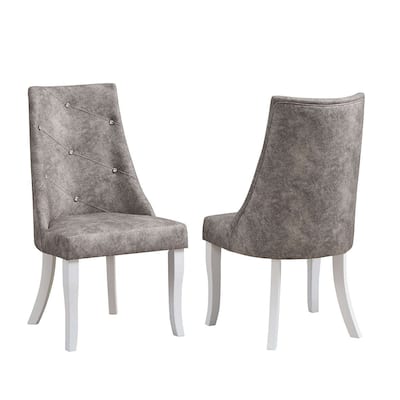 Upholstered Dining Room Chairs, Set of 2, Gray