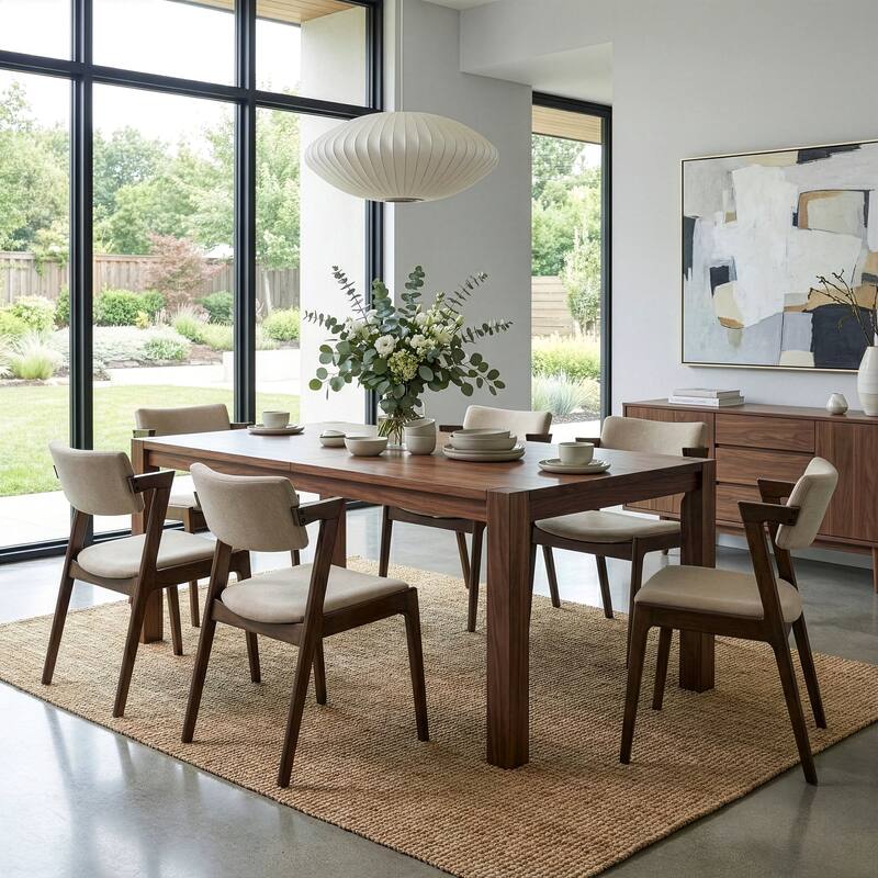 Set of 2 Auden Retro Modern Dark Brown Wood Wing Chair