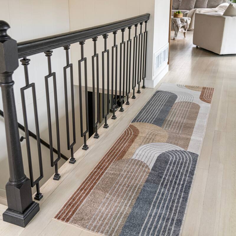 JONATHAN Y Vector Contemporary Minimalist Machine-Washable Multi Area Rug