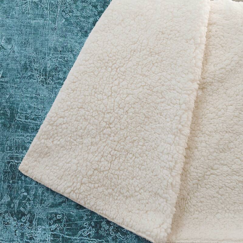 Premium Machine Washable Solid Imprints Sherpa Throw Blanket