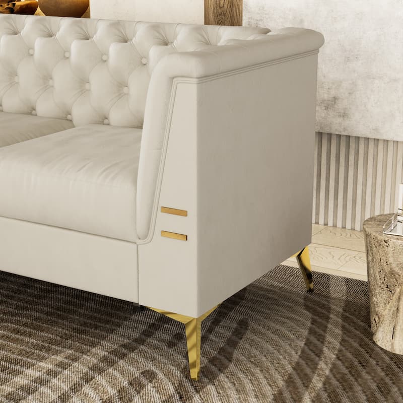3seat Classic Chesterfield Sofa with Metal Sofa Legs
