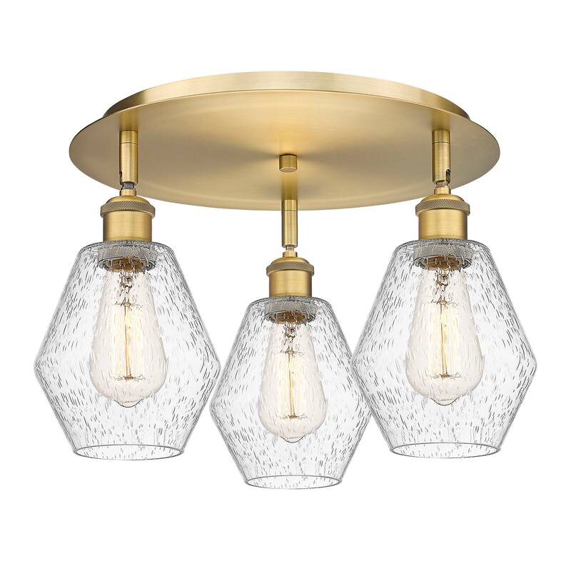 Innovations Lighting Cindyrella - 3 Light 18" Flush Mount - Brushed Brass/Seedy