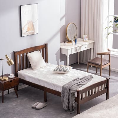 Classic Panel Bed Vertical Strip with Headboard Brown