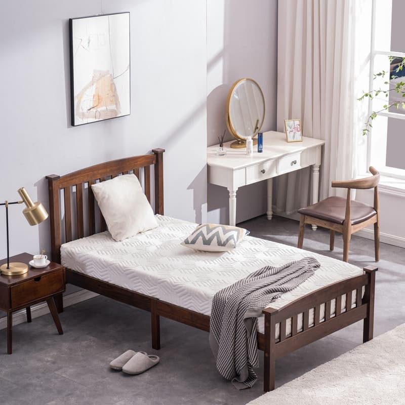 Classic Panel Bed Vertical Strip with Headboard Brown