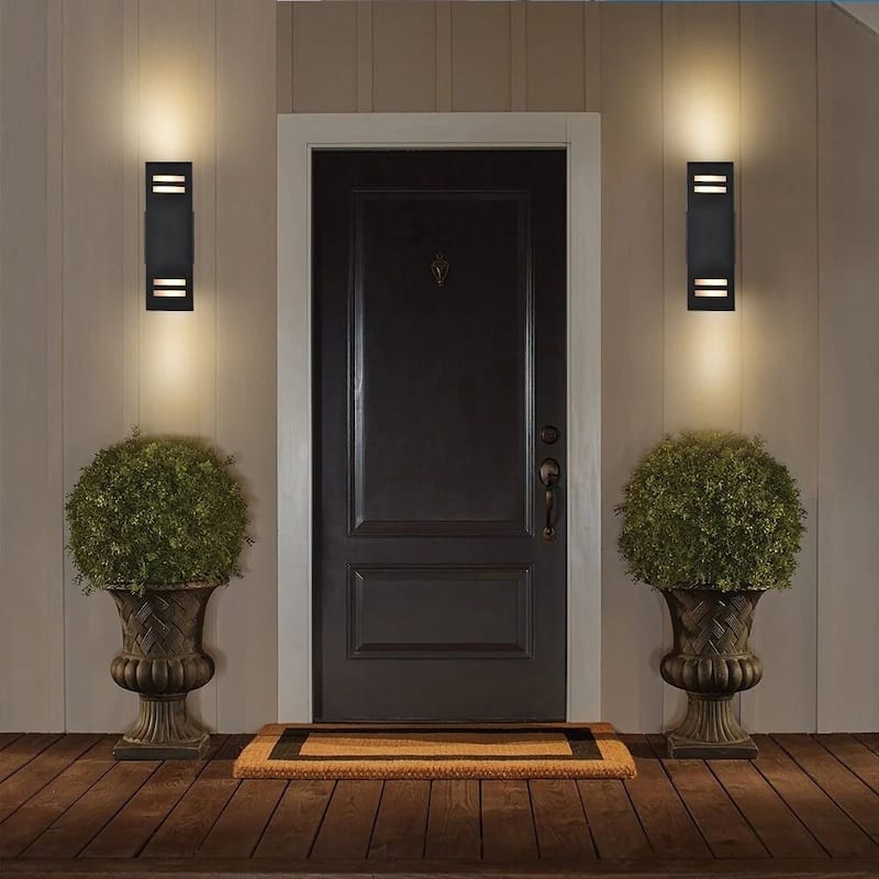 11" Mid-Century Modern Black Square Wall Sconces Waterproof IP54 Lantern Outdoor Lights