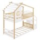 preview thumbnail 5 of 10, Twin-over-Twin Bunk Bed Playhouse Wood House Bed with Storage Stairway and Guard Rail