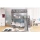 preview thumbnail 4 of 6, Kids Twin House Bunk Bed with Slide, Trundle, and Storage Stairs, Pine Wood Frame with Roof and Window Design