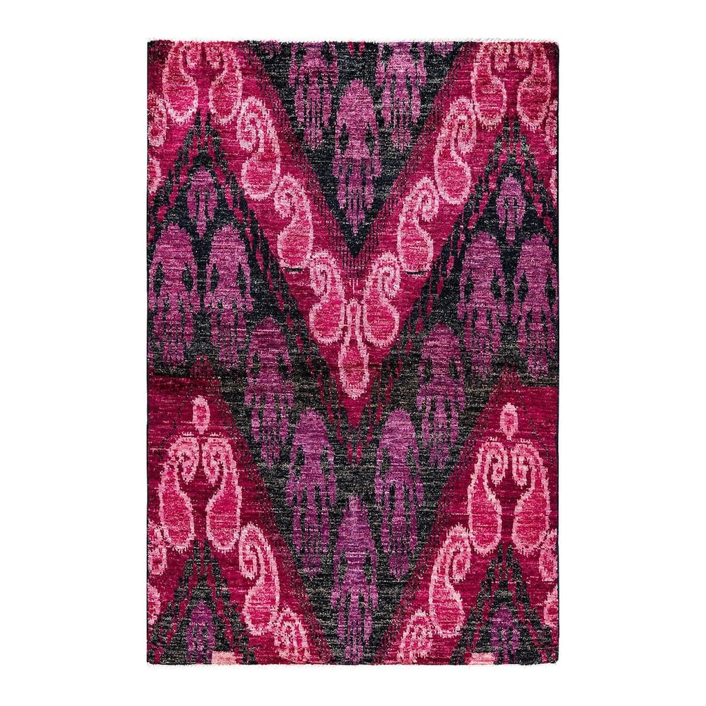 Contemporary Overdyed Wool Hand Knotted Area Rug - 4' 0" x 6' 0"