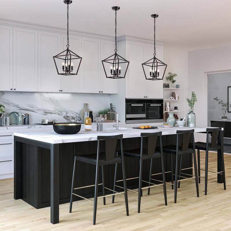 Oil Rubbed Bronze 4-Light Lantern Pendant 12 in with Sleeves - Oil Rubbed Bronze