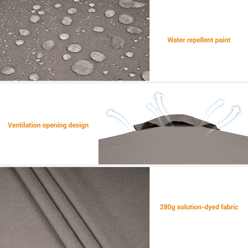 LIVOOSUN Outdoor Cantilever Offset Patio 11Ft Aluminum Umbrella w/Base