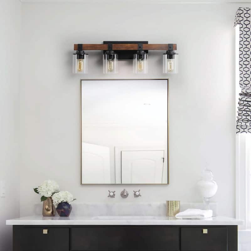 Rustic Farmhouse Bathroom Vanity Light Fixture with 3/4/5/6 Lights