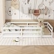 preview thumbnail 49 of 70, Toddler Montessori Bed Kids Floor Bed Frame with Fences, No Slats Wood Frame Bed for Kids Girls Boys Children's Room White - Full