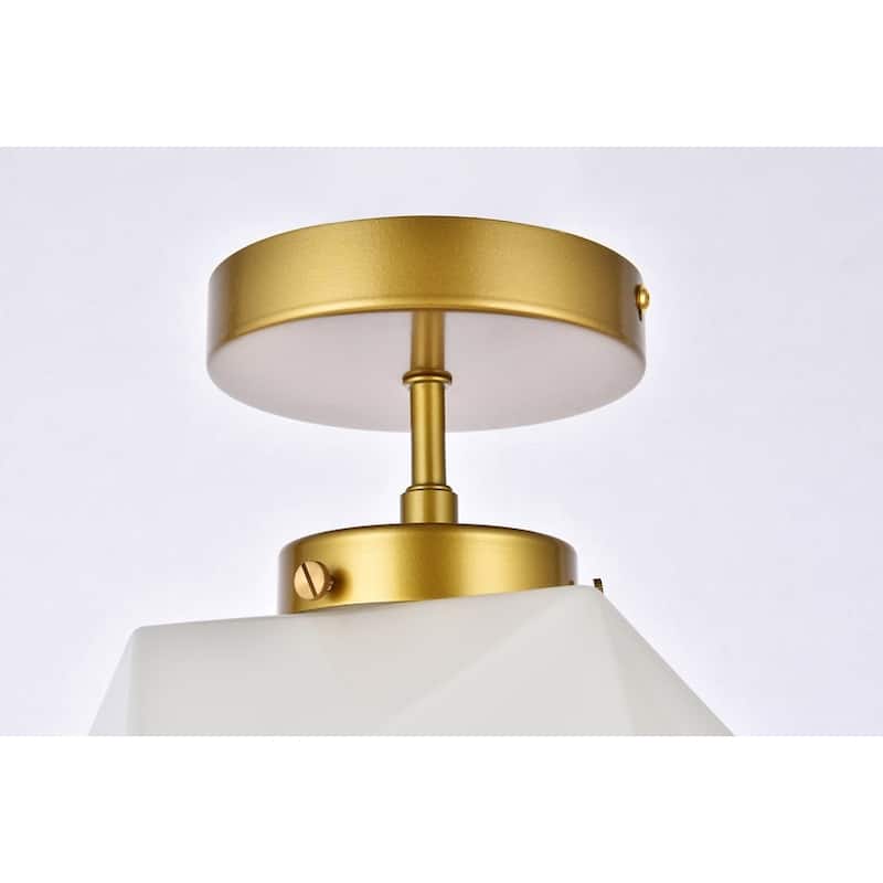 Lance 1 Light White Glass Flush Mount - 9.8 Inch
