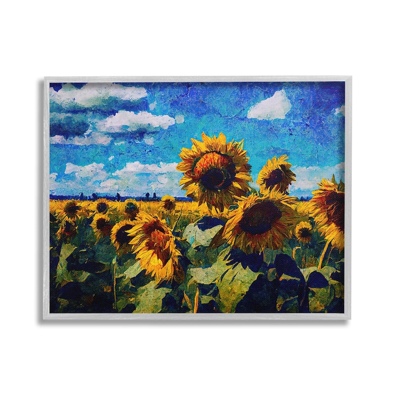 Stupell Sunflower Field & Clouds Framed Giclee Art Design By Gina Kelly