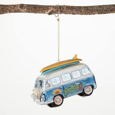 3.75"H Sullivans Beach Bus Surf Ornament, Multicolored Christmas Ornaments - 5.5"L x 2.25"W x 3.75"H