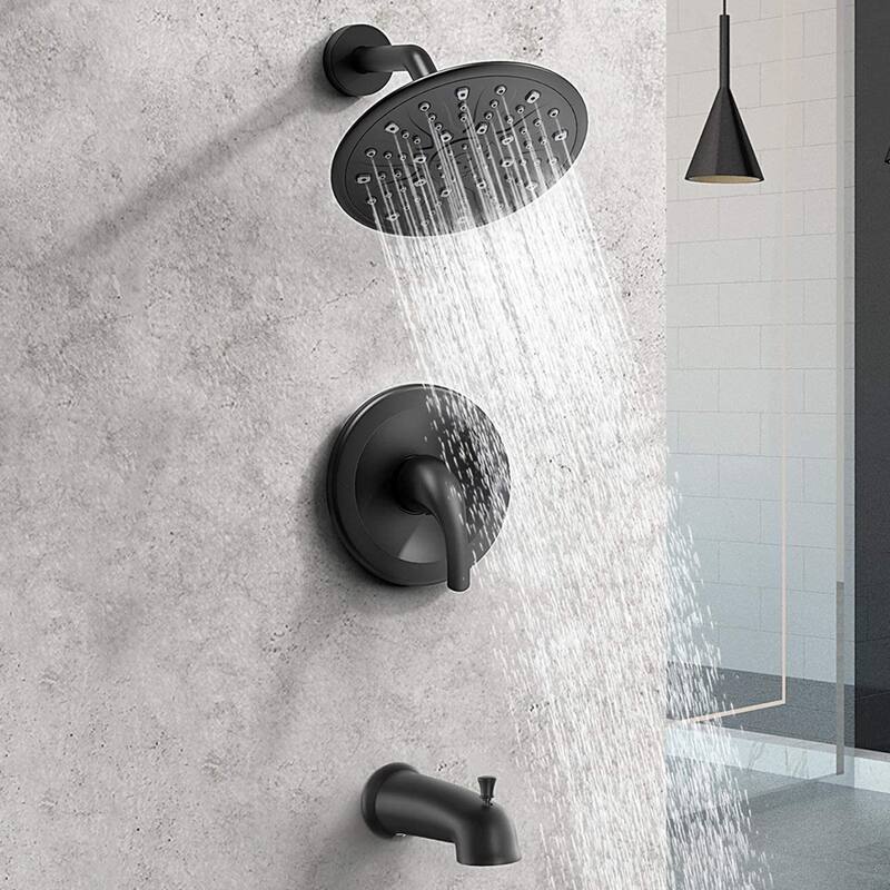Proox 9 inch Single Handle Rainfall Round Shower Head Faucet W/ Wall Mounted Bathtub Spout