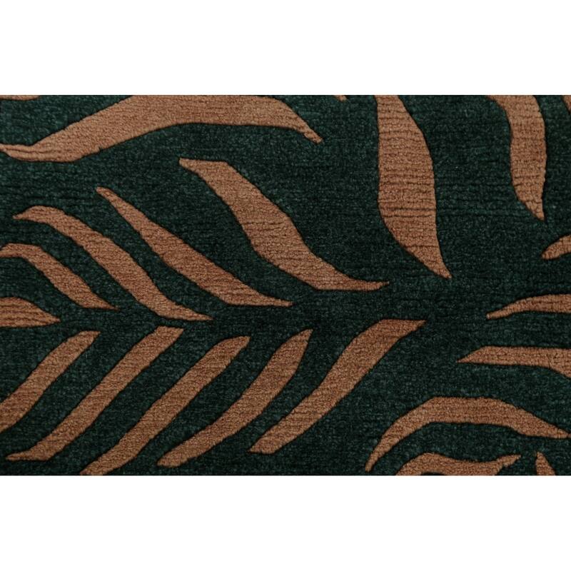 Vegetable Dye Nature Print Nepalese Area Rug Hand-knotted Wool Carpet - 5'9" x 7'0"