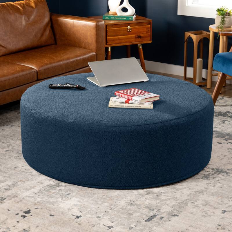 Jaxx Candler Round Couch Ottoman Large Coffee Table & Foot Rest, 44-Inch