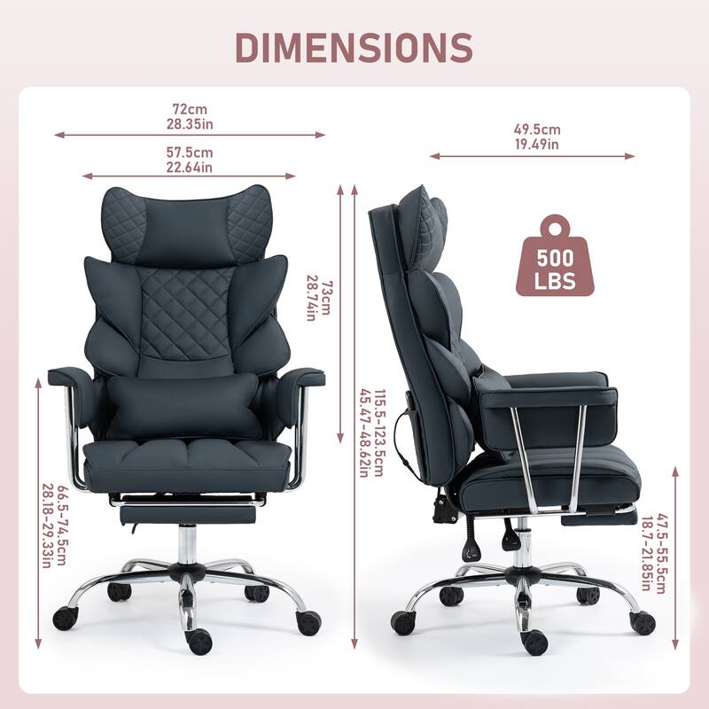 8-Point Massage Gaming Chair, Ergonomic Office Chair, Adjustable Backrest 90-135, Adjustable Armrests