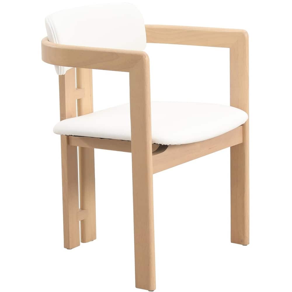 Velo Modern Leather Upholstered Solid Wood Accent Dining Chair with Open Back Side Armchair for Kitchen and Dining Spaces