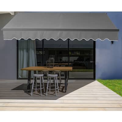 ALEKO Black Frame 10 x 8 ft Retractable Home Patio Canopy Awning Grey Color