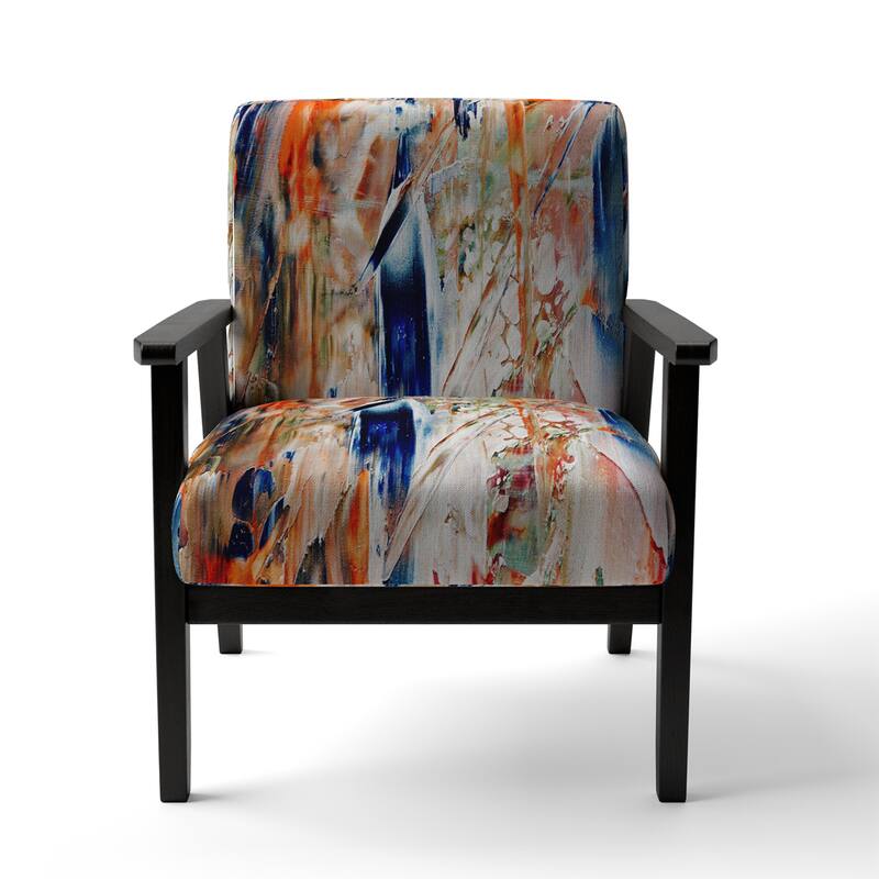 Designart "Colorful Abstract Painting Strokes II" Upholstered Modern Accent Chair and Arm Chair