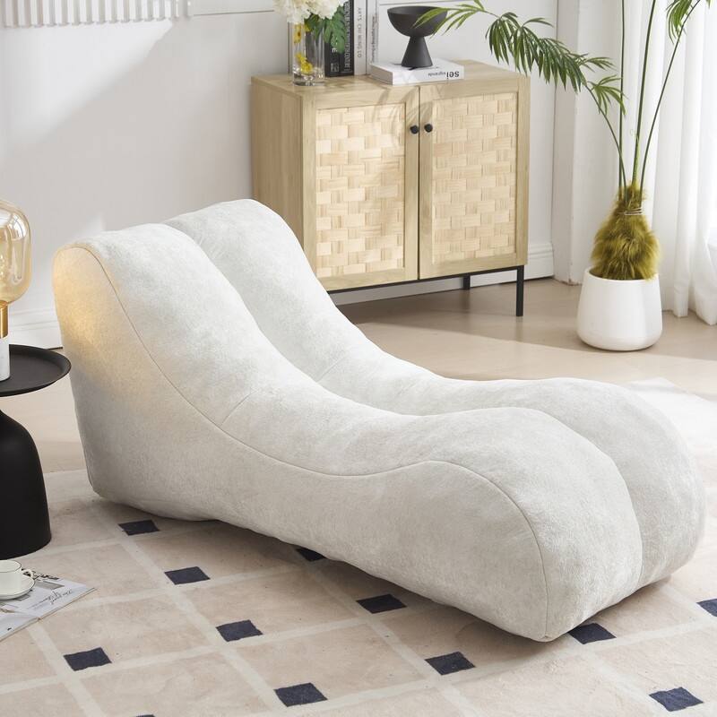 Premium Comfort Bean Bag Chair for Adults - Ergonomic Lounger with High-Resilience Sponge Filling - White