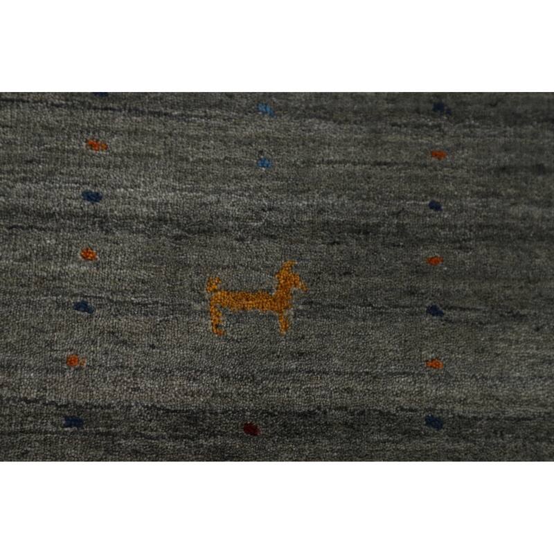 Gray & Green Gabbeh Indian Area Rug Handmade Wool Carpet - 8'3" x 9'10"