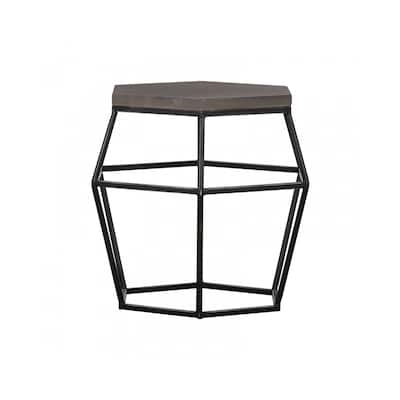 22 in. Gray and Black Rectangle Metal End Table, Sturdy Build End Side Table for Living Rooms