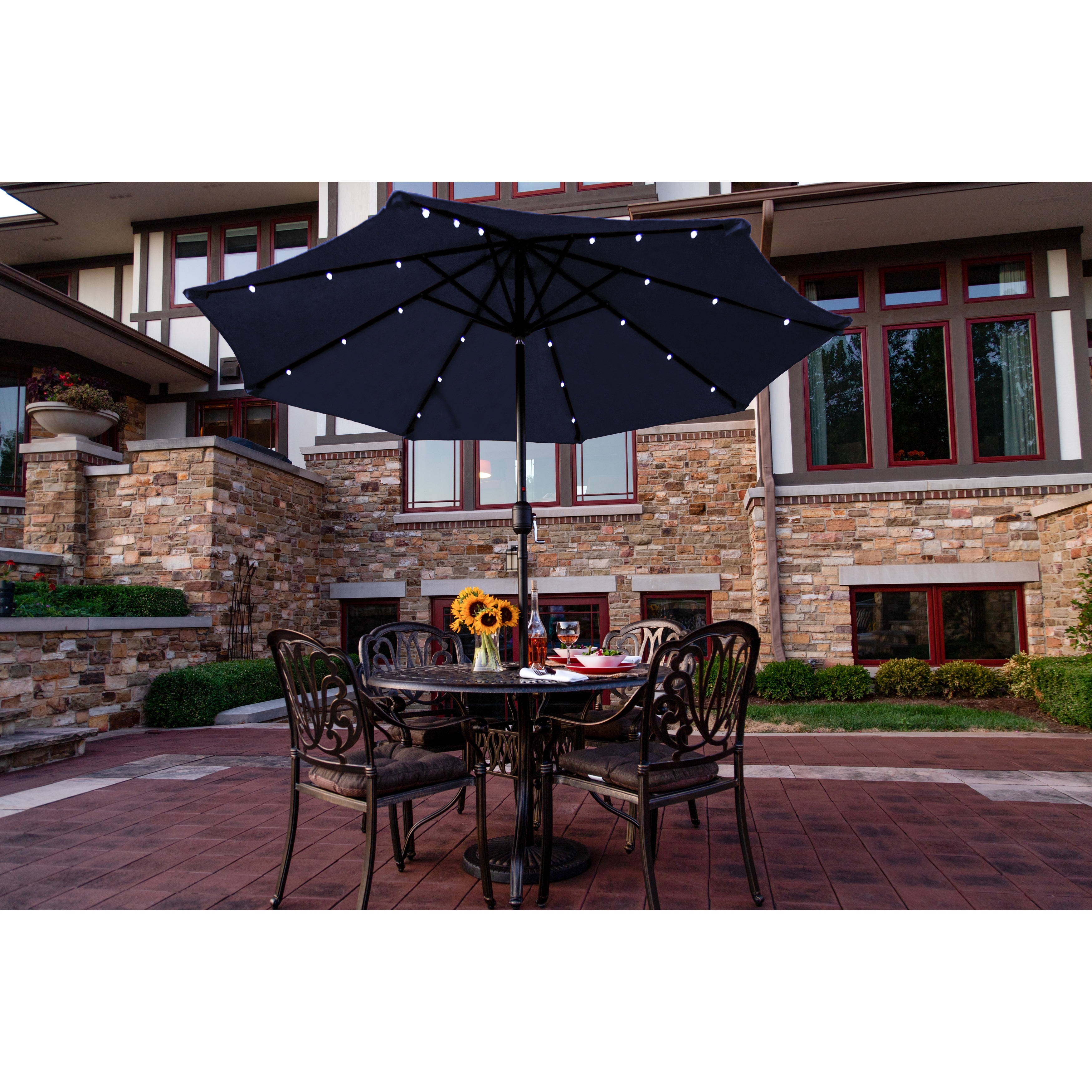 Shop Black Friday Deals On Mirage Fiesta 9 Ft Octagonal Market Umbrella In Navy Blue Olefin Base Not Included Overstock 31723657