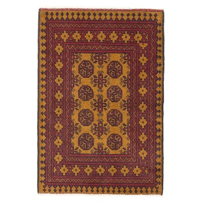 ECARPETGALLERY Hand-knotted Afghan Light Brown Wool Rug - 2'9 x 4'1