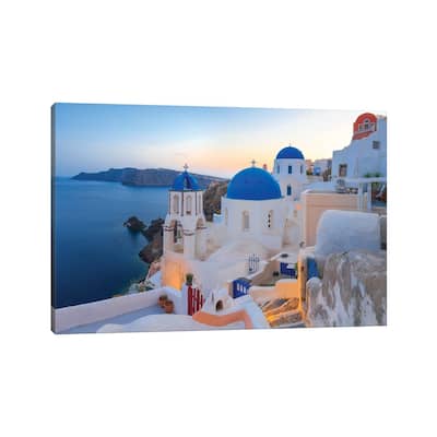 iCanvas "Greece, Santorini, Oia. Sunset On Coastal Town." by Jaynes Gallery Canvas Print