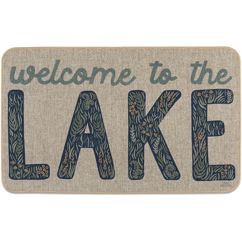 Lakeside Days Indoor/Outdoor Natural Linen Look Floor Mat with Recycled Rubber Back Manufactured in The USA 29.5” x 17.75” - 2' x 3'
