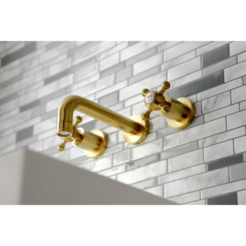 Kingston Brass Metropolitan Two-Handle 3-Hole Wall Mount Bathroom Faucet