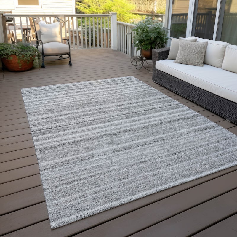 Machine Washable Indoor/ Outdoor Chantille Stripes Rug