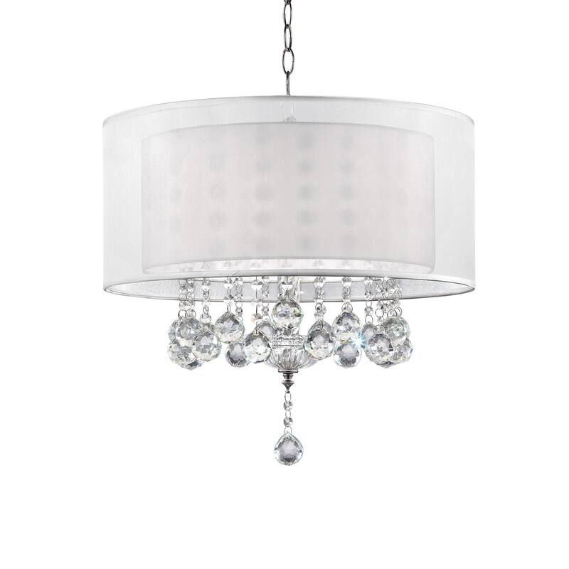 Chic Silver Ceiling Lamp with Crystal Accents and Silver Shade - 19" x 20" x 20"