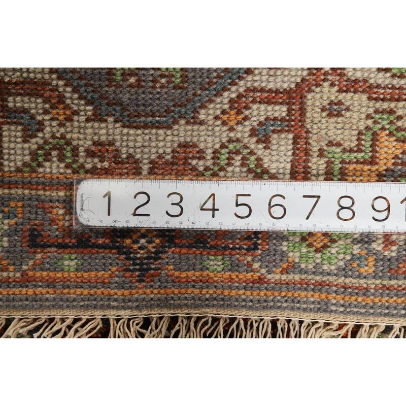 Hand Knotted Oriental 100% Wool Carpet Traditional Medallion Greys & Charcoal Heriz (serapi) Area Rug - 3' 0'' X 2' 0''