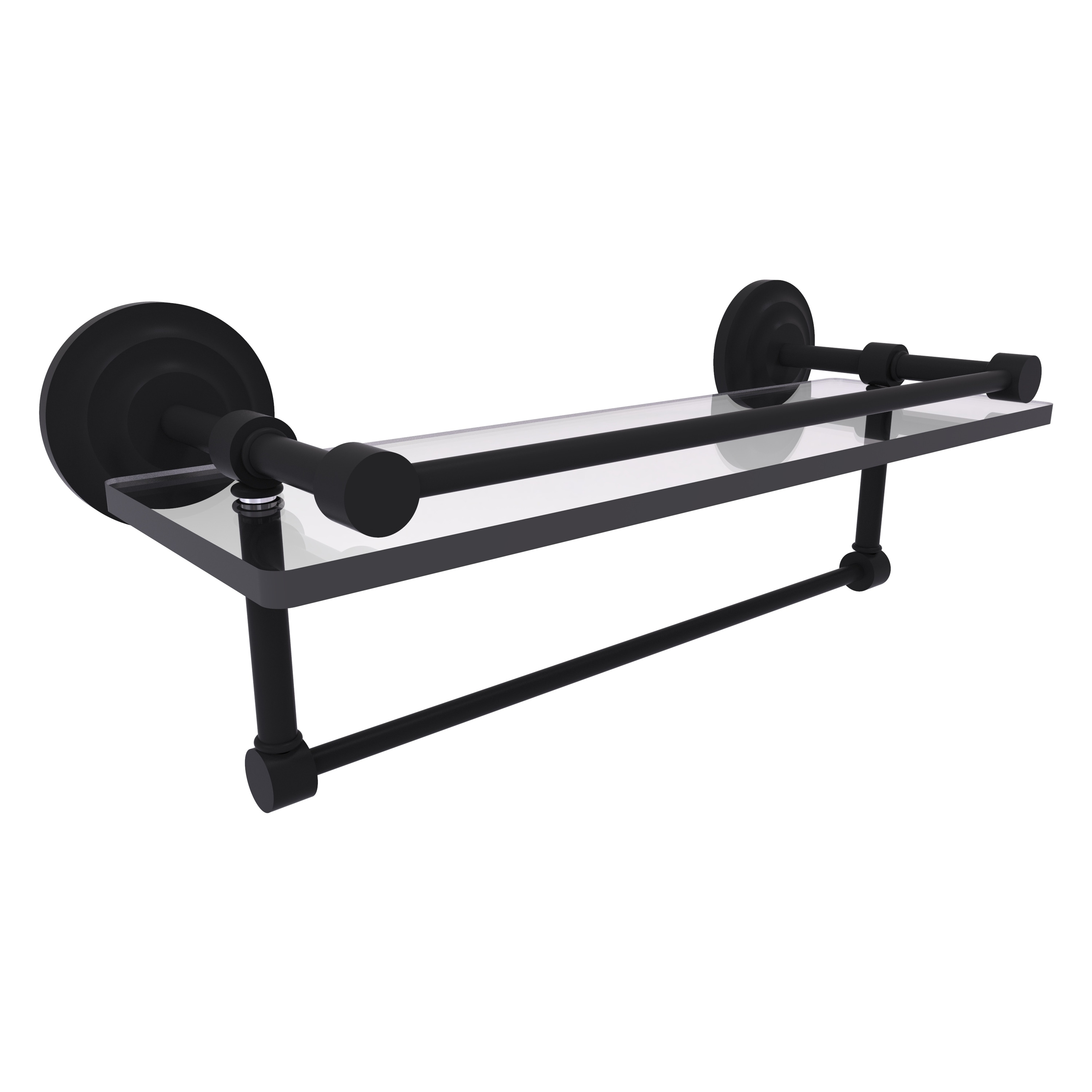 Allied Brass 16 Inch Gallery Glass Shelf with Towel Bar