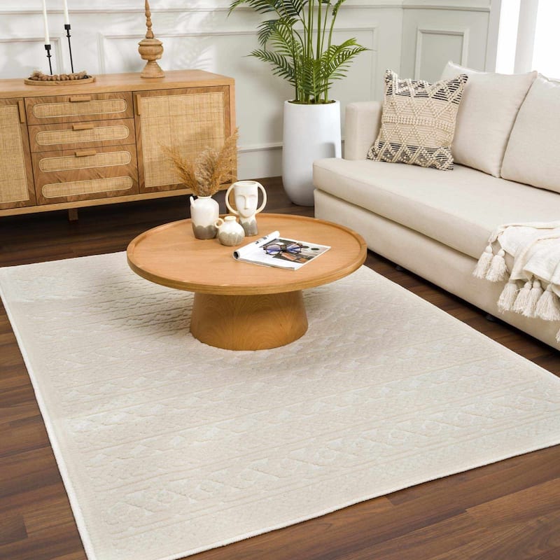 Hauteloom Fadey Living Room, Bedroom Machine Washable Area Rug - White, Off White - 2' x 2'10"